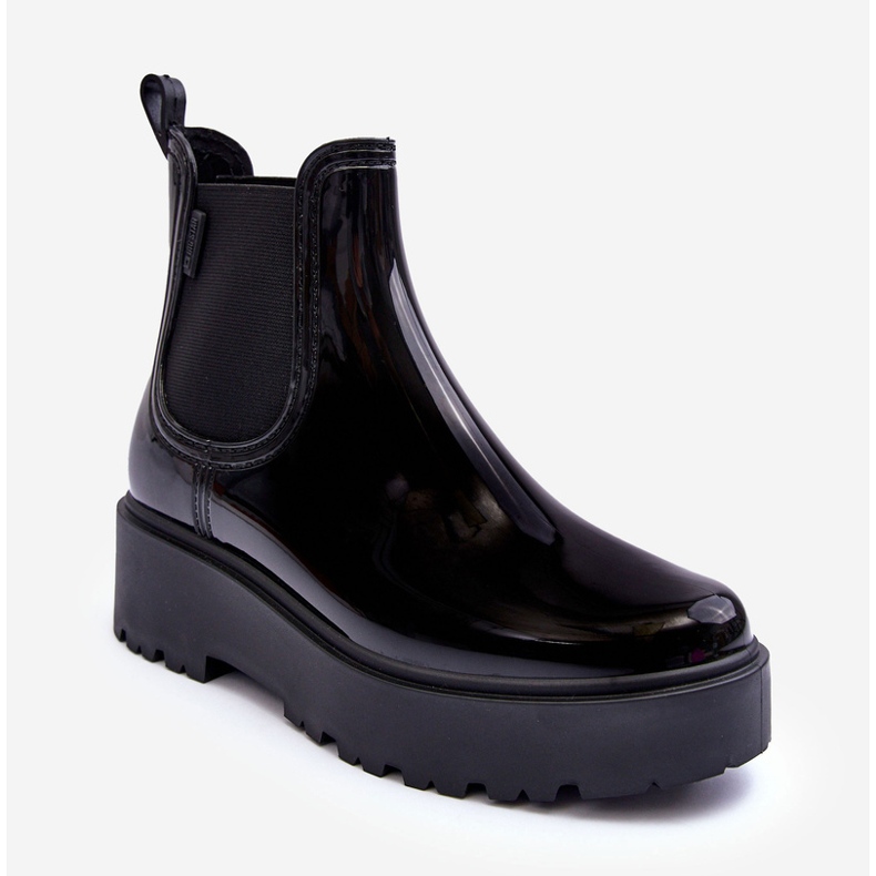 Lakované holínky Wellington na platformě Big Star MM274395 Black černý 2