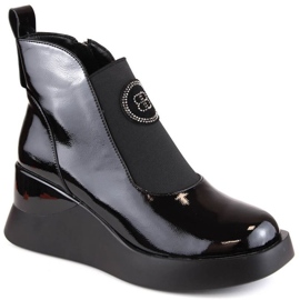 Patentované boty na klínku D&amp;A S.Barski Premium Collection W OLI226 černá 1