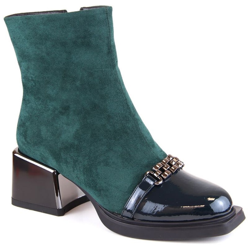 Kotníkové boty D&amp;A S.Barski Premium Collection s ozdobným podpatkem W OLI231B zelené zelený 1