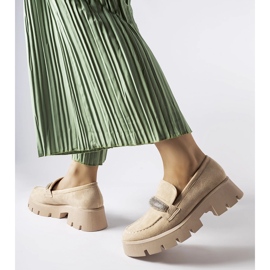 Béžové mokasíny s masivní Macario podrážkou béžový 1