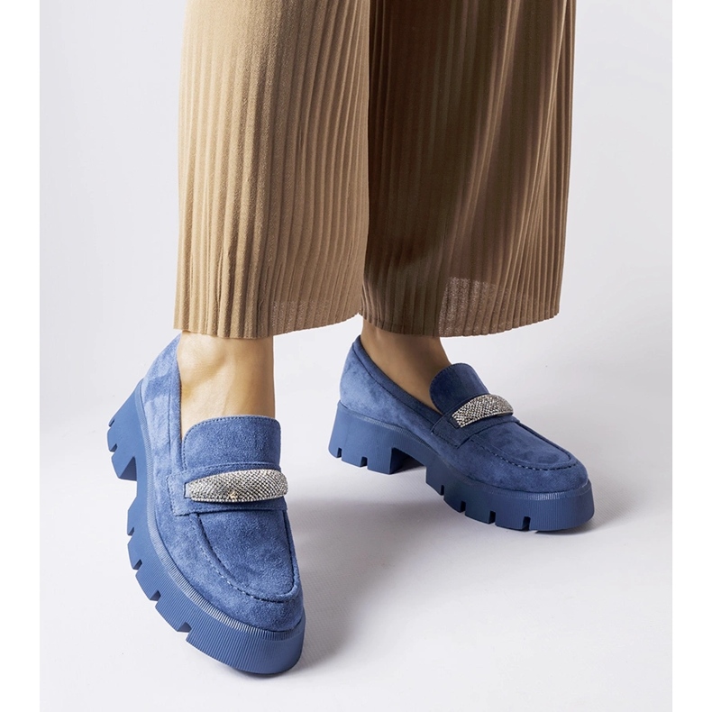 Modré mokasíny s kamínky Macario modrý 2