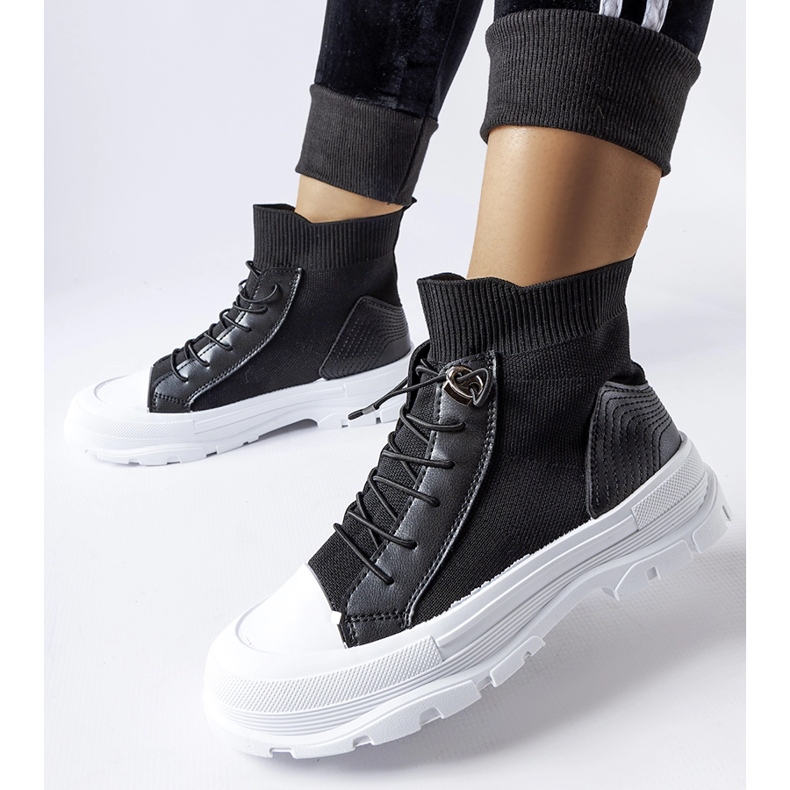 Inna Černé tenisky Fredo s vysokou ponožkou černý 1
