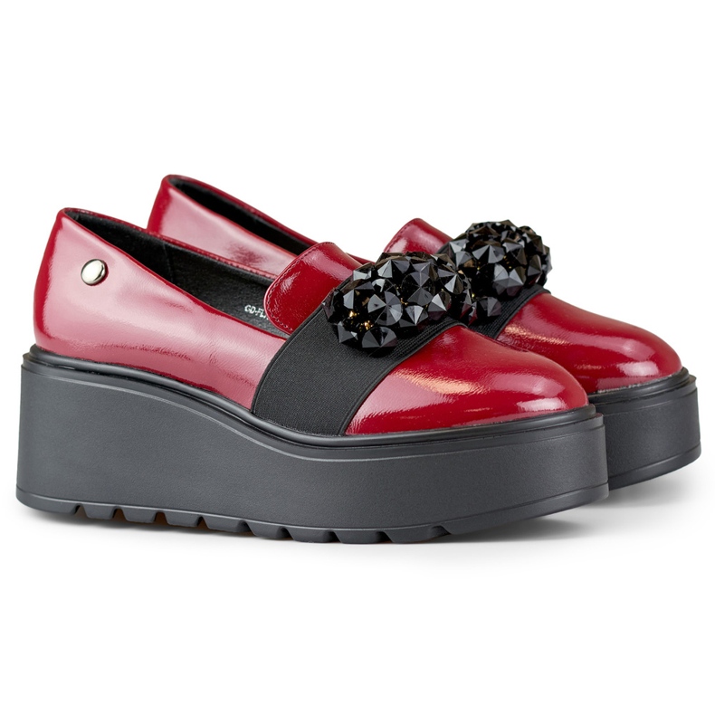 Dámské červené lakované boty na platformě červený 1