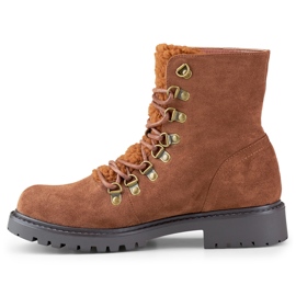 Teplé hnědé dámské šněrovací kotníkové boty hnědý 1 Teplé hnědé dámské šněrovací kotníkové boty hnědý 1