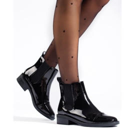 TRENDI Elegantní lakované boty Chelsea černý 2