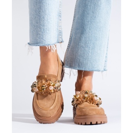 Dámské béžové semišové mokasíny od Shelovet béžový 1