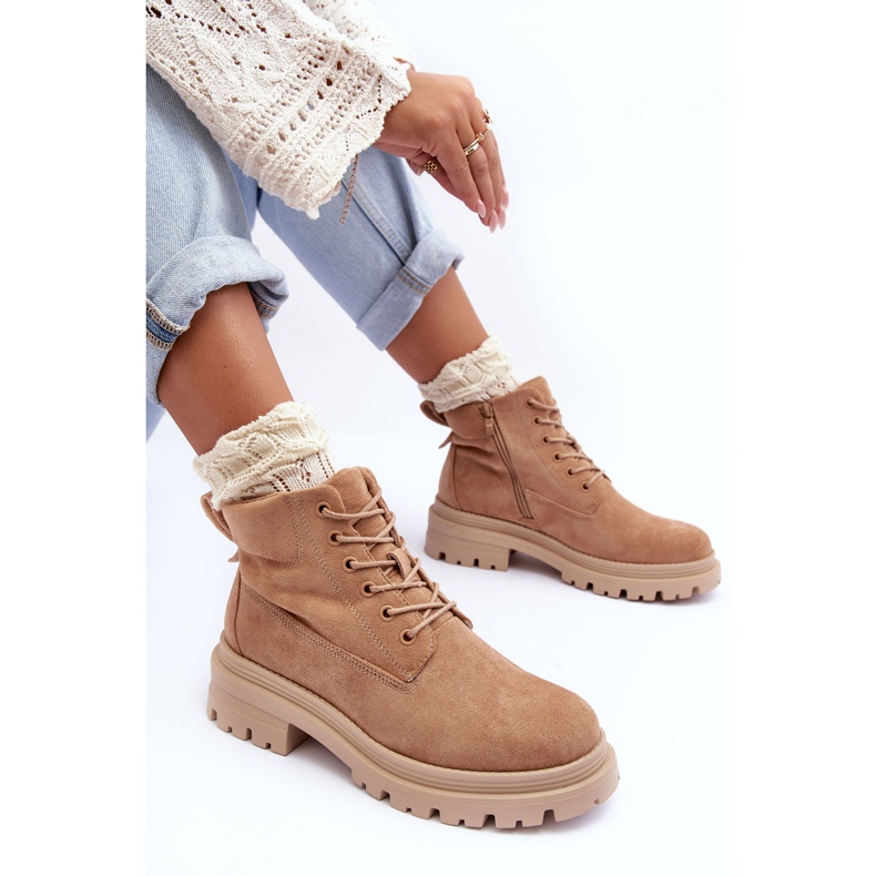 PM1 Zateplené kotníkové boty Suede Trappers, tmavě béžová Alden béžový 1