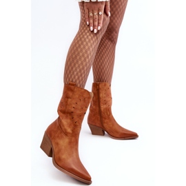 PH2 Kovbojské boty Camel Ursuline na nízkém podpatku hnědý 1