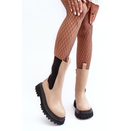 PS1 Béžové dámské robustní kotníkové boty na platformě Beatrice béžový 2 PS1 Béžové dámské robustní kotníkové boty na platformě Beatrice béžový 2