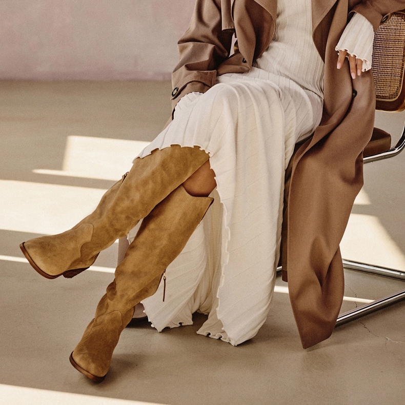 Marco Shoes Kovbojské boty Iolanda s ozdobným prošíváním béžový 1