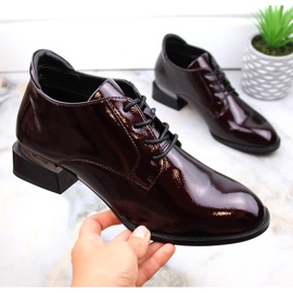 Vinceza Šněrovací vínové dámské lakované boty na vysokém podpatku červené 1