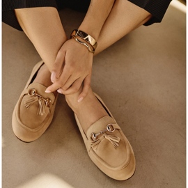 Marco Shoes Kožené mokasíny s třásněmi 2199P-047-1 béžový 1