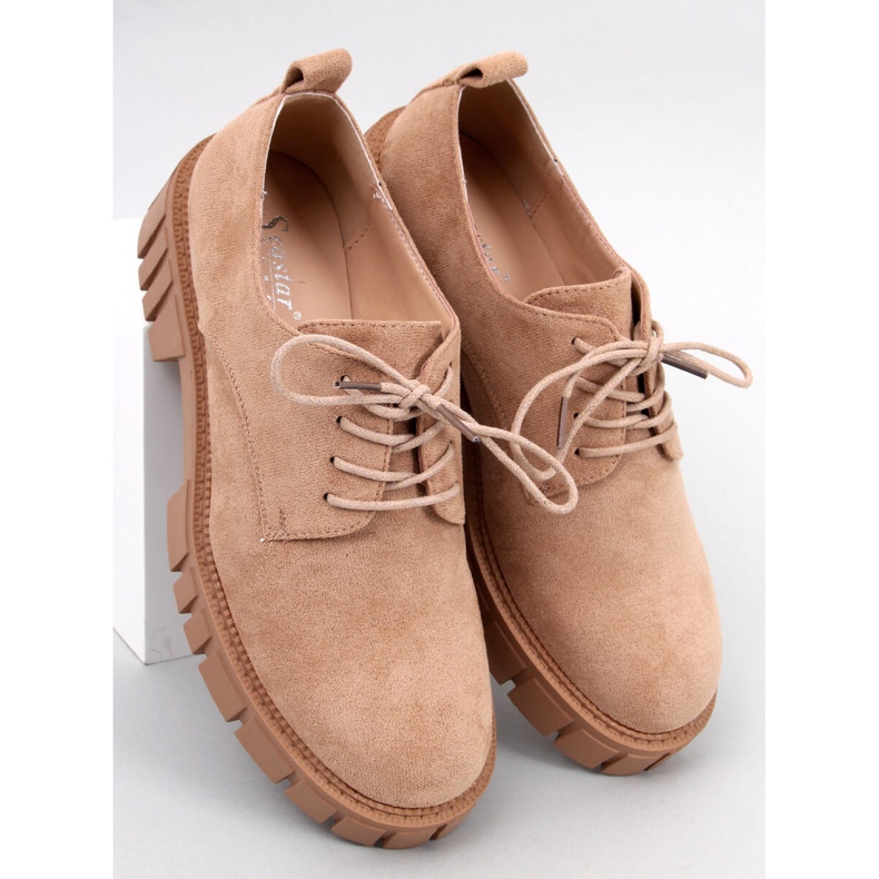 Semišové mokasíny Amparo Khaki na platformě béžový 2