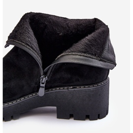PS1 Semišové boty na plochém podpatku, zateplené, černé Neafgi černá 2