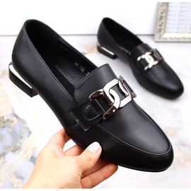 Dámské boty na plochém podpatku s řetízkem, černé Sergio Leone MK732 černá 1