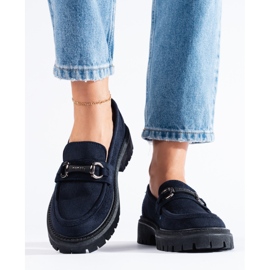 Semišové dámské mokasíny Shelovet v námořnické modré barvě modrý 1