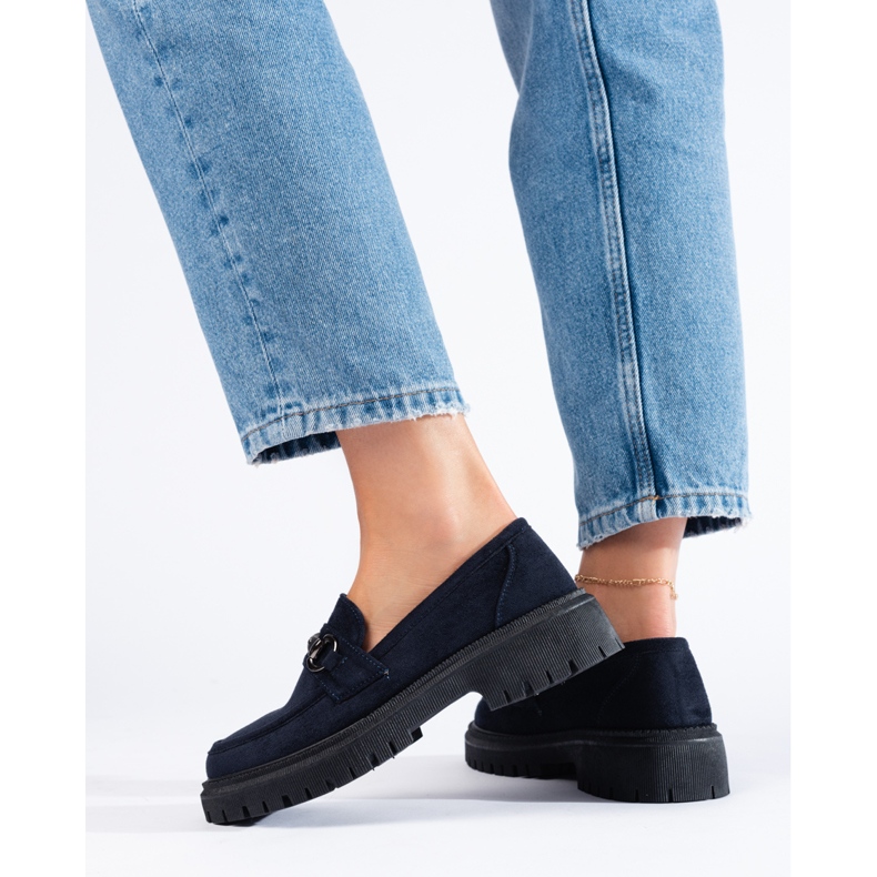 Semišové dámské mokasíny Shelovet v námořnické modré barvě modrý 2