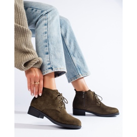 Zelené semišové šněrovací kotníkové boty Shelovet zelená 2