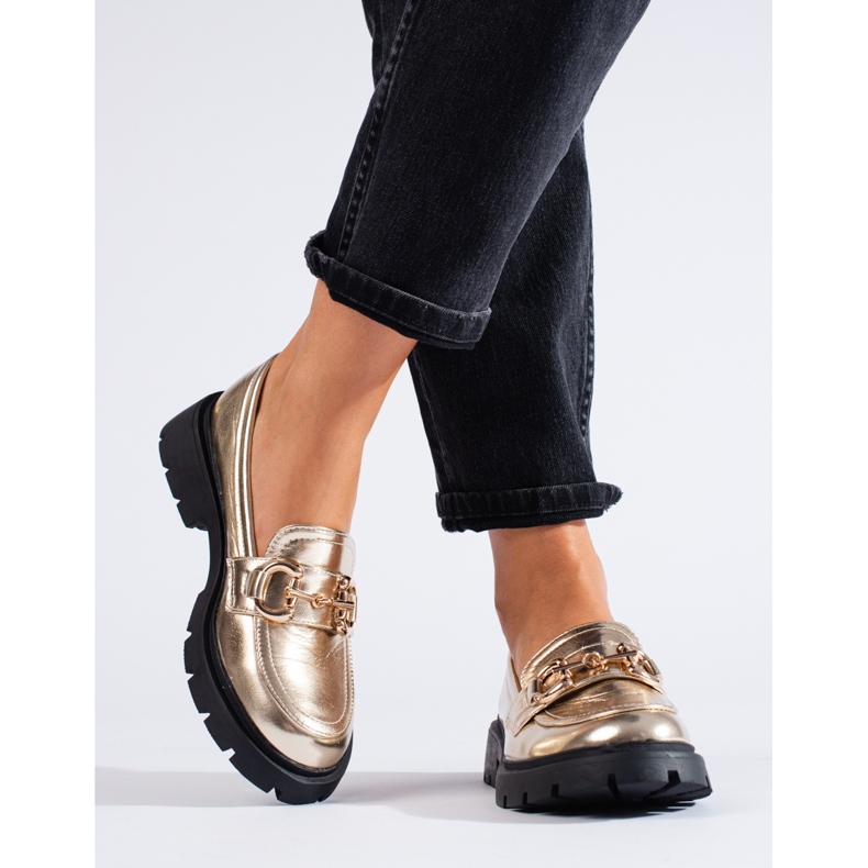 Zlaté mokasíny Shelovet se silnou podrážkou zlatý 2