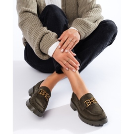 Dámské tmavě zelené semišové mokasíny Shelovet černá 2