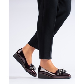 W. Potocki Vínové lakované lodičky na klínku značky Potocki červené 1