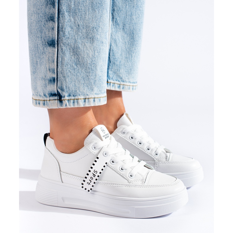 Bílé tenisky na platformě Shelovet bílý 2