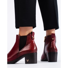 W. Potocki Vínové dámské kotníkové boty na podpatku značky Potocki červené 2
