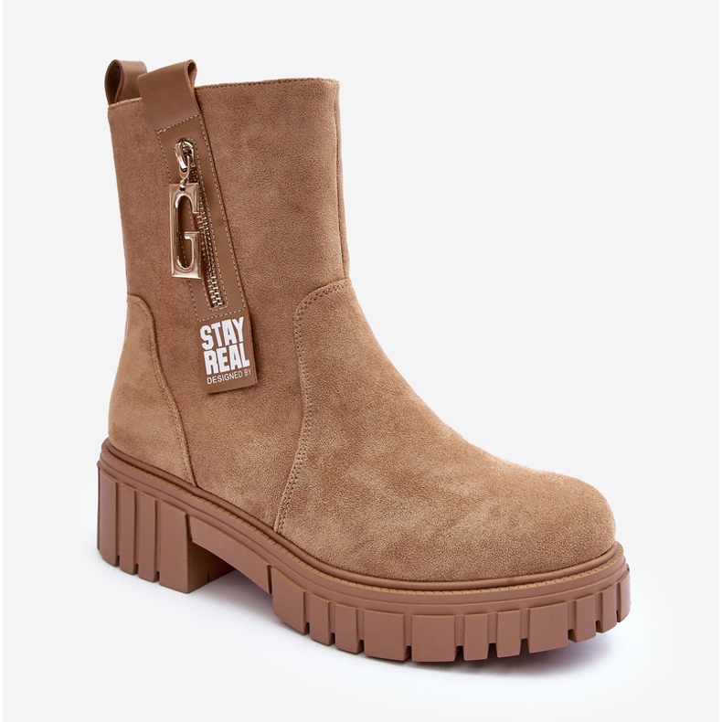 Masivní semišové dámské ploché boty Béžová Lunai béžový 2 Masivní semišové dámské ploché boty Béžová Lunai béžový 2