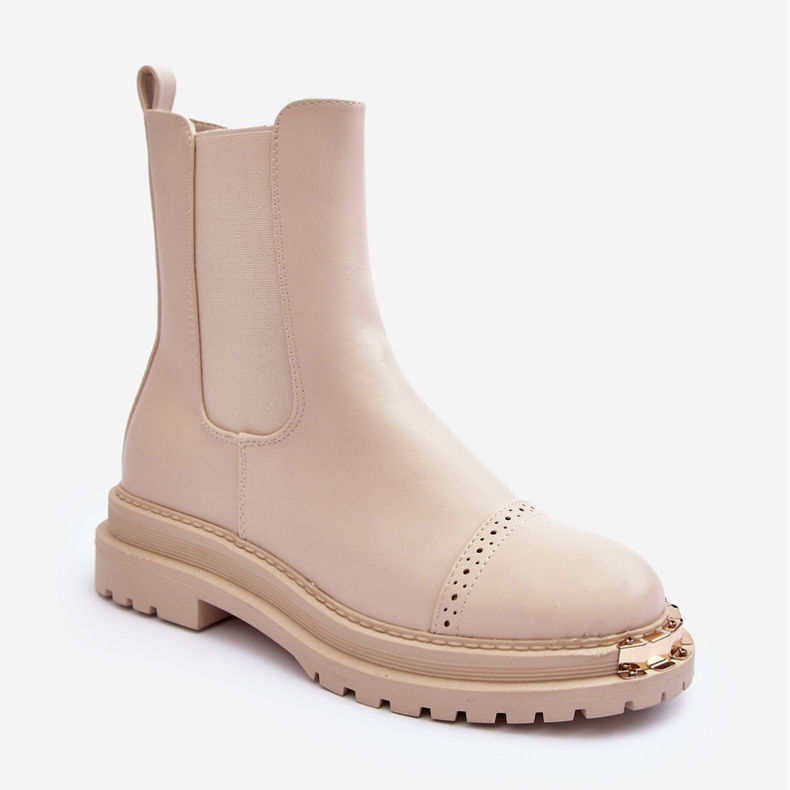 FG2 Dámské kožené kotníkové boty Béžová Nialee béžový 1