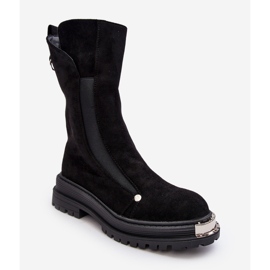 PS1 Semišové zateplené ploché boty černá Palimra 2