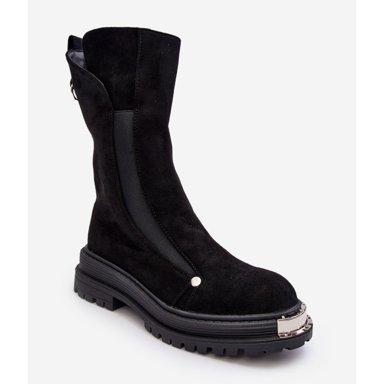 PS1 Semišové zateplené ploché boty černá Palimra 2