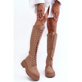 PS1 Šněrovací, teplé kozačky nad kolena, tmavě béžové, Bergdis béžový 2 PS1 Šněrovací, teplé kozačky nad kolena, tmavě béžové, Bergdis béžový 2