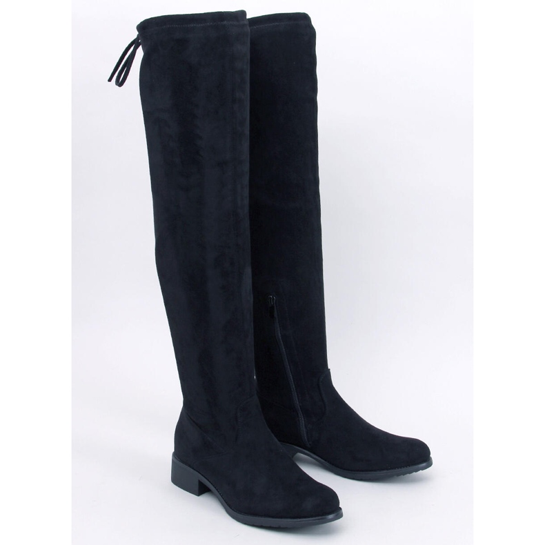 Černé semišové kozačky nad kolena Meyers černá 1