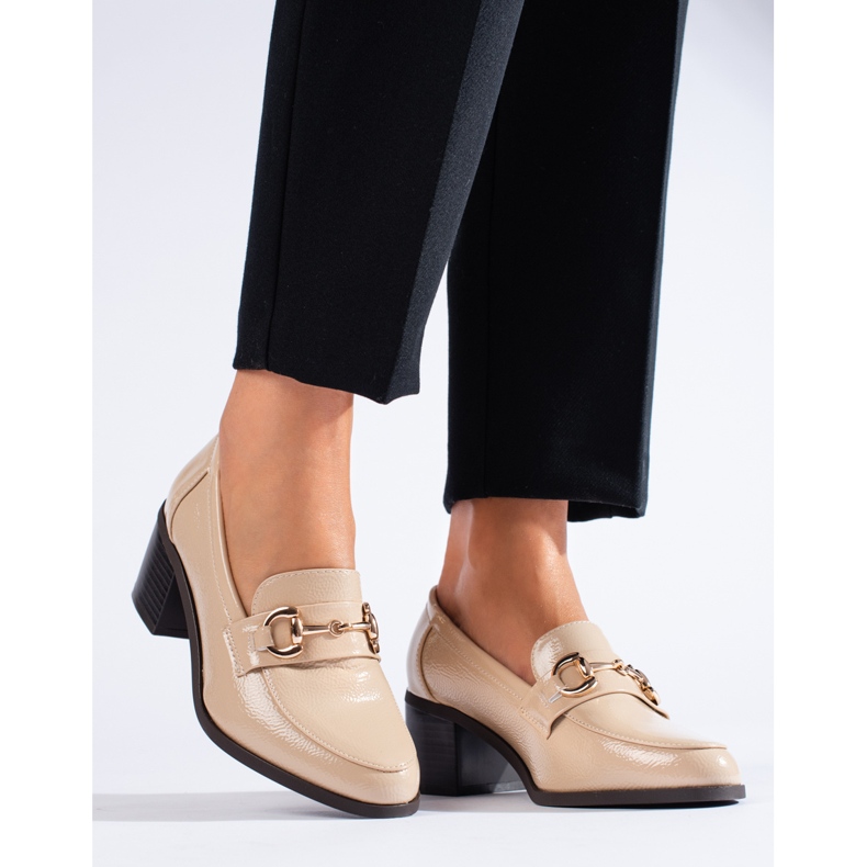 Patentované béžové boty Shelovet na vysokém podpatku béžový 1