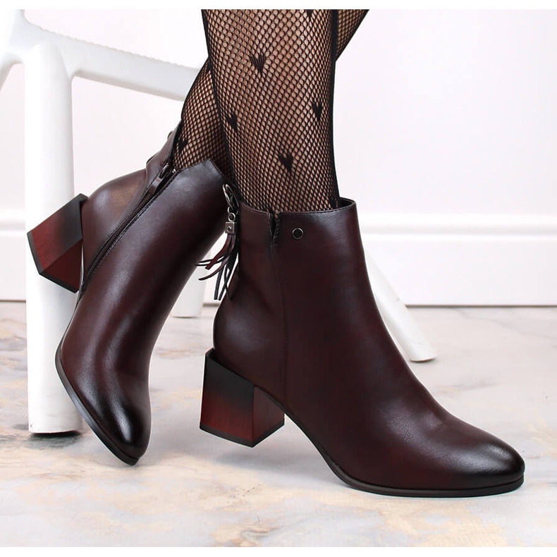 Dámské vínové zateplené kotníkové boty Jezzi červené 1