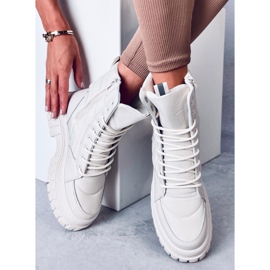 Ploché šněrovací kozačky Barkin Beis béžový 2