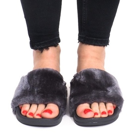 Pantofle s kožešinou LS-1 šedá 1 Pantofle s kožešinou LS-1 šedá 1