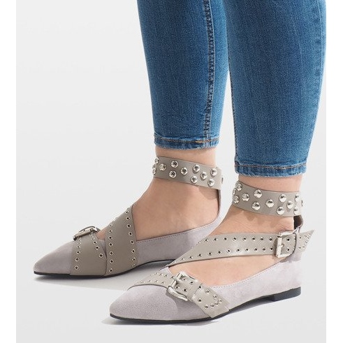 Šedé nazouvací boty s cvočky B12-8 růžový 1