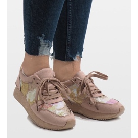 Růžové sportovní klínové tenisky T025 růžový 2