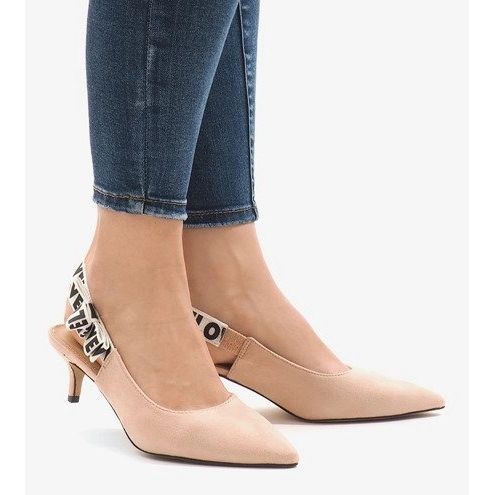 Růžové lodičky na podpatku HD-33 růžový 1