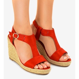 Červené klínové sandály H-69 espadrilles červený 1