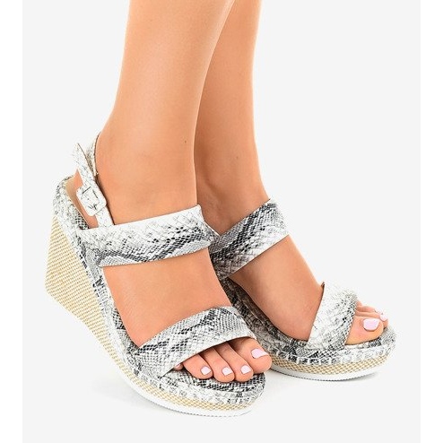 Snake sandály na klínku U-6291 bílý 1