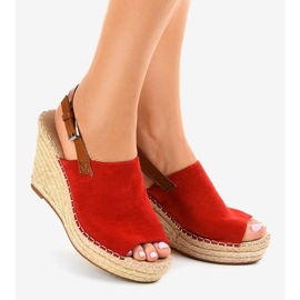 Červené klínové sandály KA-20 espadrilles červený 1