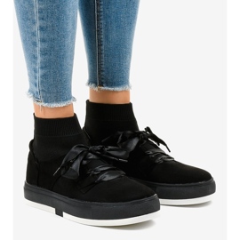 Černé vysoké tenisky stuhy CH-95 černý 1