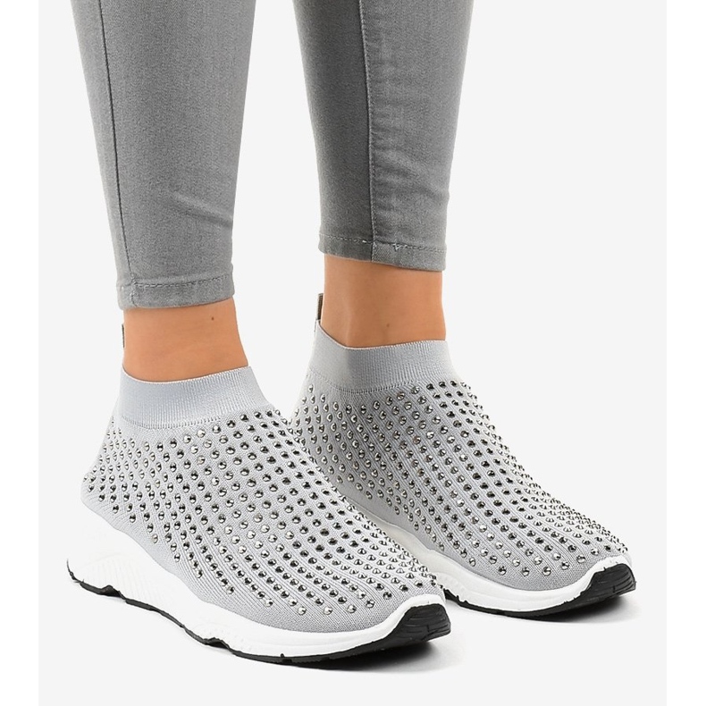 Šedé sportovní boty se zirkony LG27 šedá 1