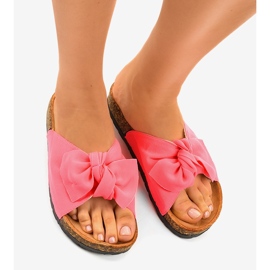 Růžově zdobené pantofle s mašlí WS9003-5 růžový 1