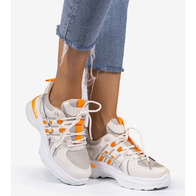 Béžová a oranžová sportovní obuv C9288 béžový oranžový 1