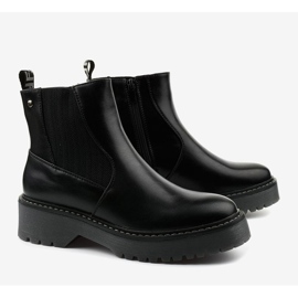 Černé ploché kozačky z ekokůže Cavern černá 1 Černé ploché kozačky z ekokůže Cavern černá 1