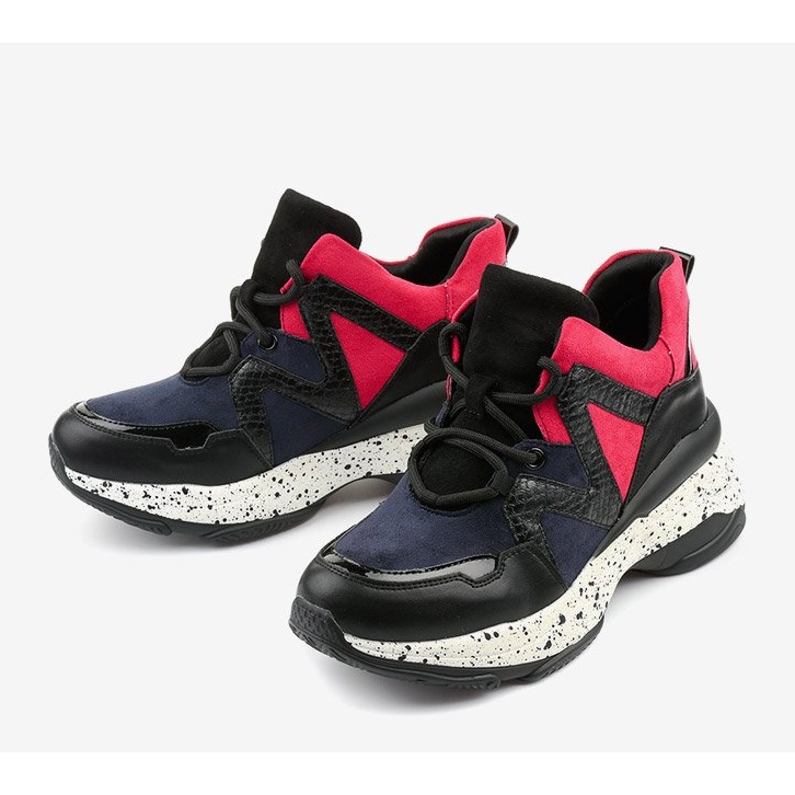 Černé sportovní tenisky z ekokůže a semiše Clavelina černá červené námořnická modrá 1