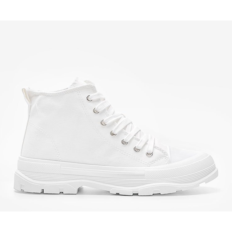 Bílé vysoké tenisky na tlusté podrážce Evelin bílý 1